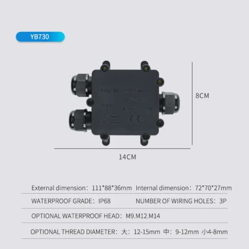 Hộp nối chống nước 3 ngả ngoài trời IP68 YB730