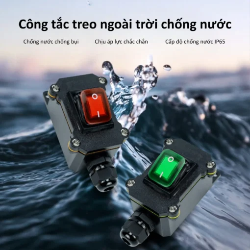 Hộp công tắc treo ngoài trời bật tắt 1 đầu đèn LED xanh chống nước IP65 – FSH711-1BS