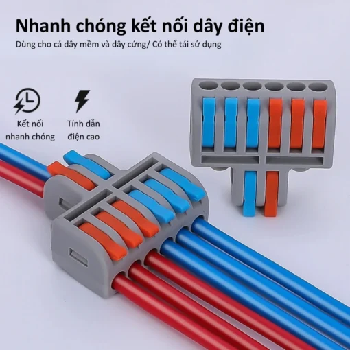 Cút nối nhanh dây điện 2 đầu vào 6 đầu ra – LT-623
