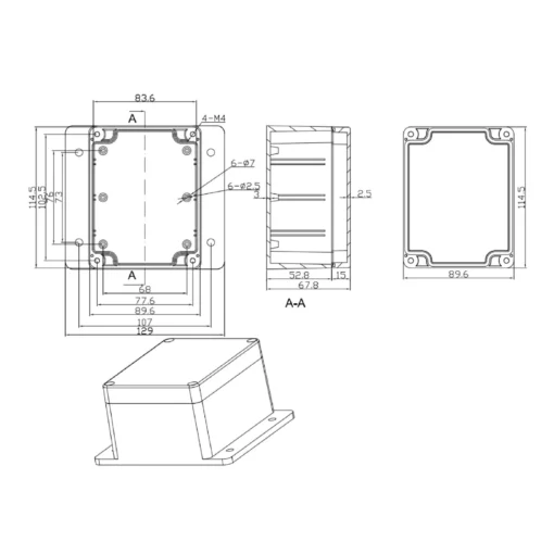 Hộp nhựa nối điện màu trắng IP65 115*90*68mm – Model: 2-15