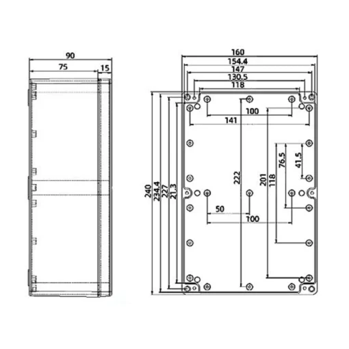 Hộp nhựa nối điện màu trắng 240*160*90mm – Model: 2-51