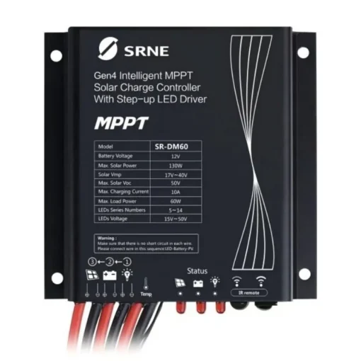 SRNE SR-DM60-W – Bộ điều khiển sạc năng lượng mặt trời MPPT không dây, gen 4 chống nước IP67