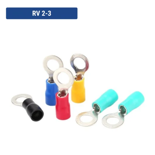 Đầu cos tròn RV 2-3 bằng đồng bọc nhựa nối dây điện 1.5 ~ 2.5 mm², lỗ 3.2mm