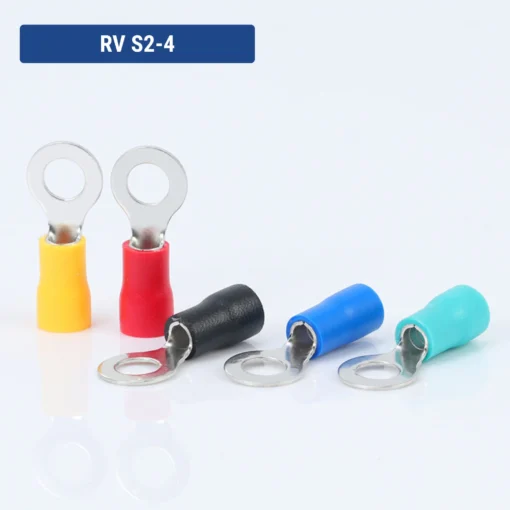 Đầu cos tròn RV S2-4 bằng đồng bọc nhựa nối dây điện 1.5 ~ 2.5 mm², lỗ 4.3mm