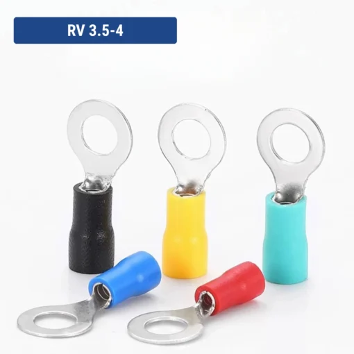 Đầu cos tròn RV 3.5-4 bằng đồng bọc nhựa nối dây điện 2.5 ~ 4.0 mm², lỗ 4.3mm