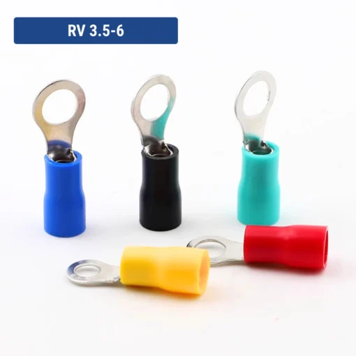 Đầu cos tròn RV 3.5-6 bằng đồng bọc nhựa nối dây điện 2.5 ~ 4.0 mm², lỗ 6.4mm