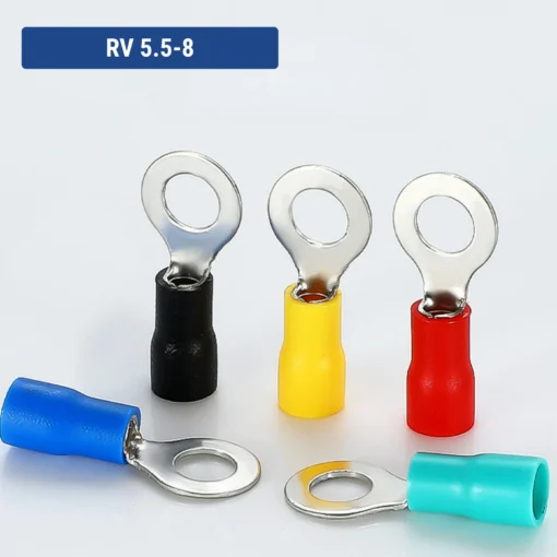 Đầu cos tròn RV 5.5-8 bằng đồng bọc nhựa nối dây điện 4.0 ~ 6.0 mm², lỗ 8.4mm
