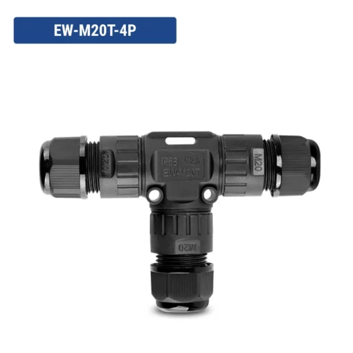 Đầu nối chống nước IP68 EW-M20T-3P chữ T M20 3 Pin dây 8-12mm