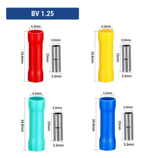 Đầu cos nối thẳng BV 1.25 bằng đồng bọc nhựa nối dây điện 0.5 ~ 1.5 mm²