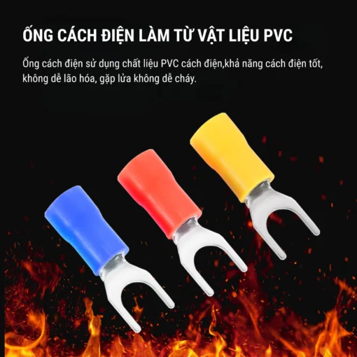 Đầu cos chữ Y SV 3.5-4 bằng đồng bọc nhựa nối dây điện 2.5 ~ 4 mm², lỗ 4.3mm