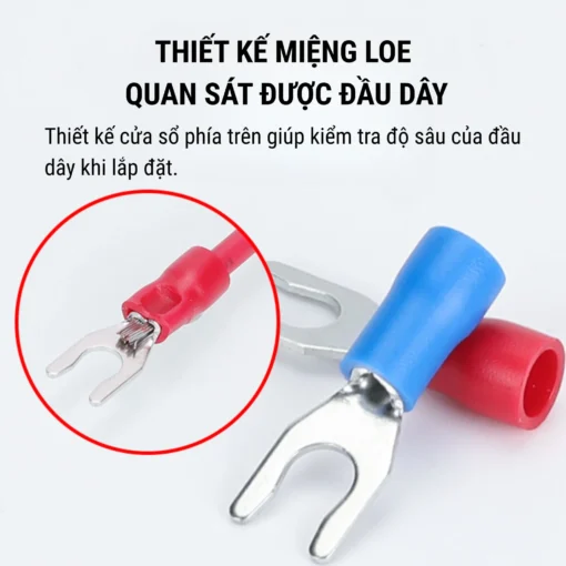 Đầu cos chữ Y SV 3.5-4 bằng đồng bọc nhựa nối dây điện 2.5 ~ 4 mm², lỗ 4.3mm