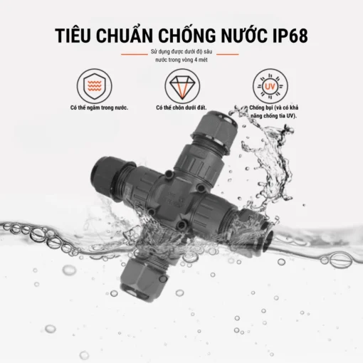 Đầu nối chống nước IP68 EW-M25X-3P 3 Pin dây 9-12mm