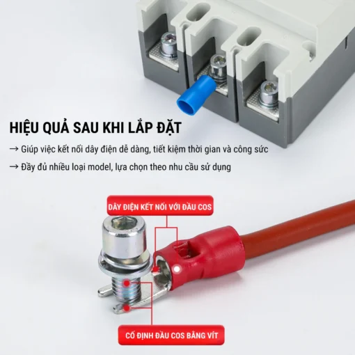Đầu cos chữ Y SV S2-4 bằng đồng bọc nhựa nối dây điện 1.5 ~ 2.5mm², lỗ 4.3mm