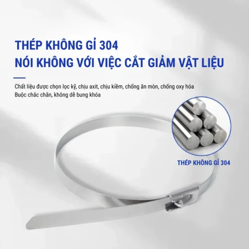 Dây rút inox 304 tự khóa – 4.6×100 mm