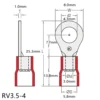 Đầu cos tròn RV 3.5-4 bằng đồng bọc nhựa nối dây điện 2.5 ~ 4.0 mm², lỗ 4.3mm