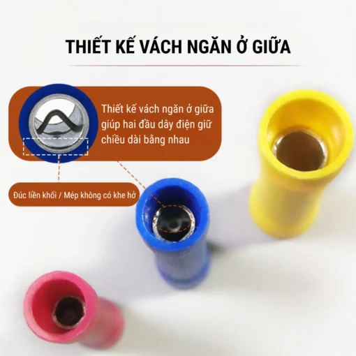 Đầu cos nối thẳng BV 1.25 bằng đồng bọc nhựa nối dây điện 0.5 ~ 1.5 mm²