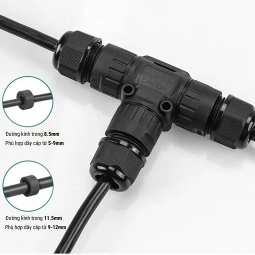 Đầu nối chống nước IP68 EW-M20T-3P chữ T M20 3 Pin dây 8-12mm