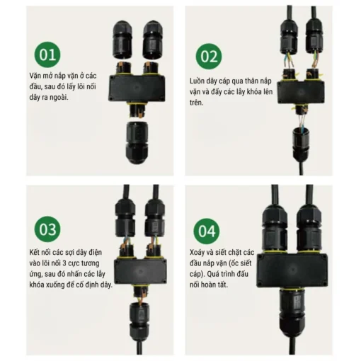 Đầu nối điện chống nước IP68 M684-Y M20 3 Pin dây 6-11mm