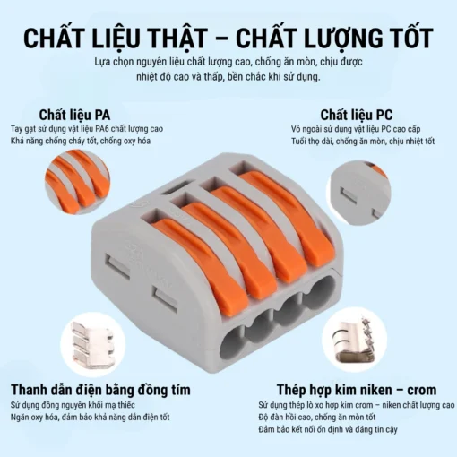 Đầu nối nhanh dây điện 4 dây – PCT-214