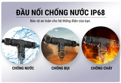 Đầu nối chống nước IP68 EW-M20T-3P chữ T M20 3 Pin dây 8-12mm