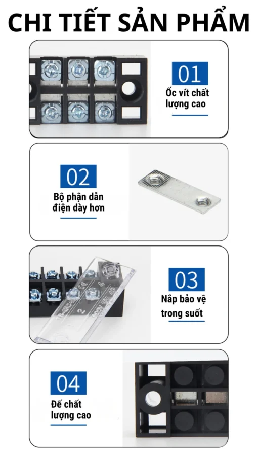 Cầu đấu dây điện 4 cực-15A – TB-1504