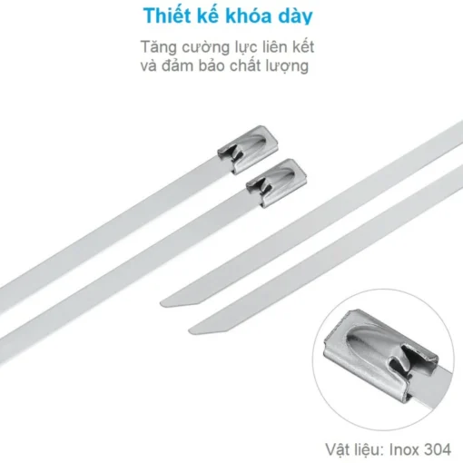Dây rút inox 304 tự khóa – 8×300 mm