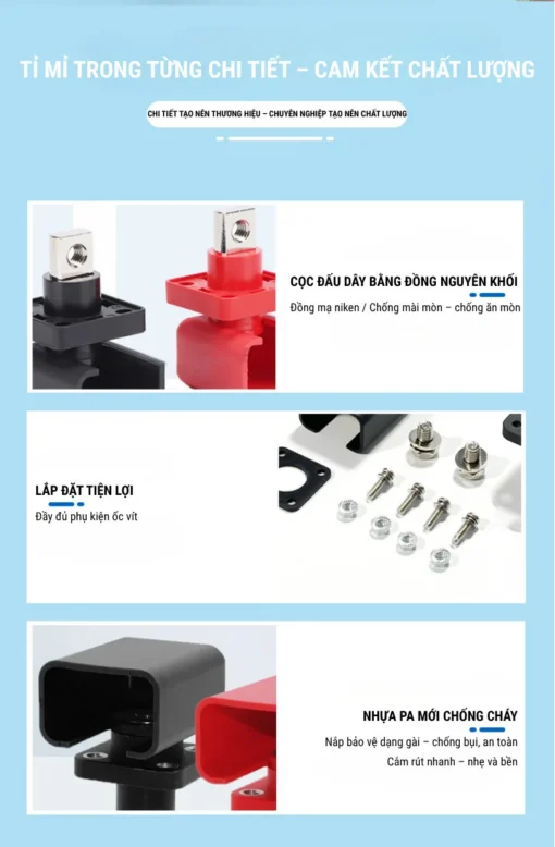 Cọc đồng đấu dây ắc quy 200A – HY-A-200A