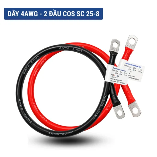 Dây nối bình ắc quy 4AWG bấm sẵn cos SC 25-8