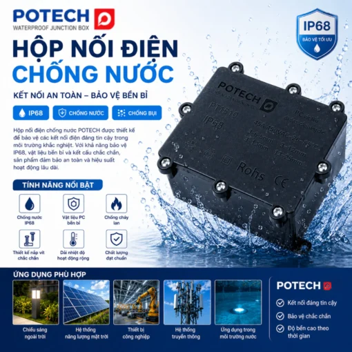 Hộp nối dây điện chống nước 2 3 4 5 6 7 8 9 10 ngả ngoài trời IP68 – PT1510