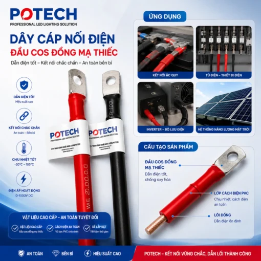 Dây nối bình ắc quy 4AWG bấm sẵn cos SC 25-8