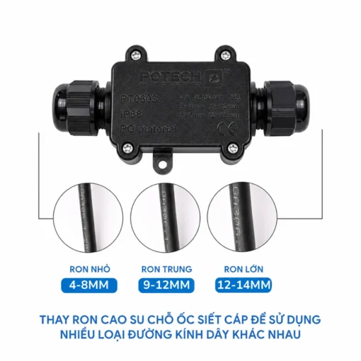 Hộp nối dây điện chống nước IP68 2 ngả – PT0603