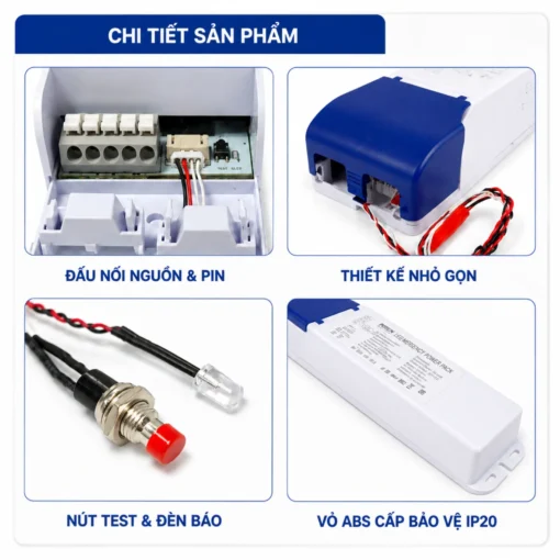 Bộ lưu điện cho đèn LED khẩn cấp 3-60W Pin Lithium 11.1V 5200mAh – 7000mAh DAC-3-60W