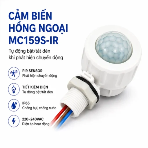 Công tắc cảm biến chuyển động hồng ngoại PIR MC159S IR bật/tắt đèn LED tự động IP65