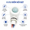 Công tắc cảm biến chuyển động hồng ngoại PIR MC159S IR bật/tắt đèn LED tự động IP65