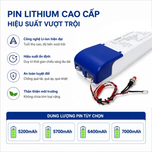 Bộ lưu điện cho đèn LED khẩn cấp 3-60W Pin Lithium 11.1V 5200mAh – 7000mAh DAC-3-60W