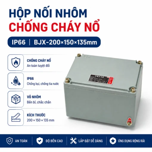 Hộp nối nhôm chống cháy nổ IP66 BJX-200×150×135mm
