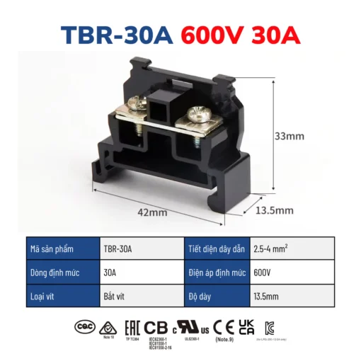 Cầu đấu mắt rời, domino tép gắn thanh ray TBR-30A