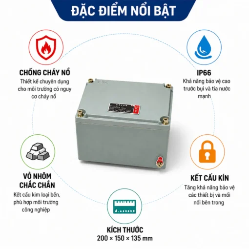 Hộp nối nhôm chống cháy nổ IP66 BJX-200×150×135mm