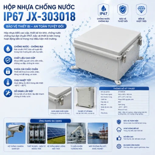 Hộp nhựa chống nước IP67 300×300×180MM – JX-303018