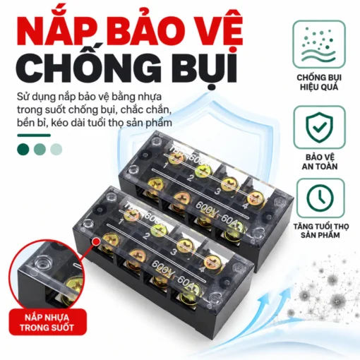 Cầu đấu dây điện 4 cực-60A – TB-6004