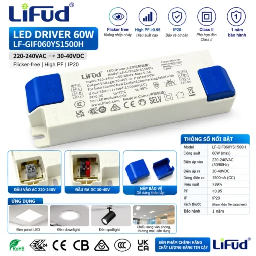 Nguồn đèn LED Lifud 60W LF-GIF060YS1500H 1500mA 30-40VDC