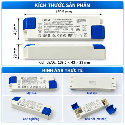 Nguồn đèn LED Lifud 60W LF-GIF060YS1500H 1500mA 30-40VDC