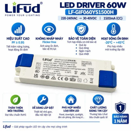 Nguồn đèn LED Lifud 60W LF-GIF060YS1500H 1500mA 30-40VDC