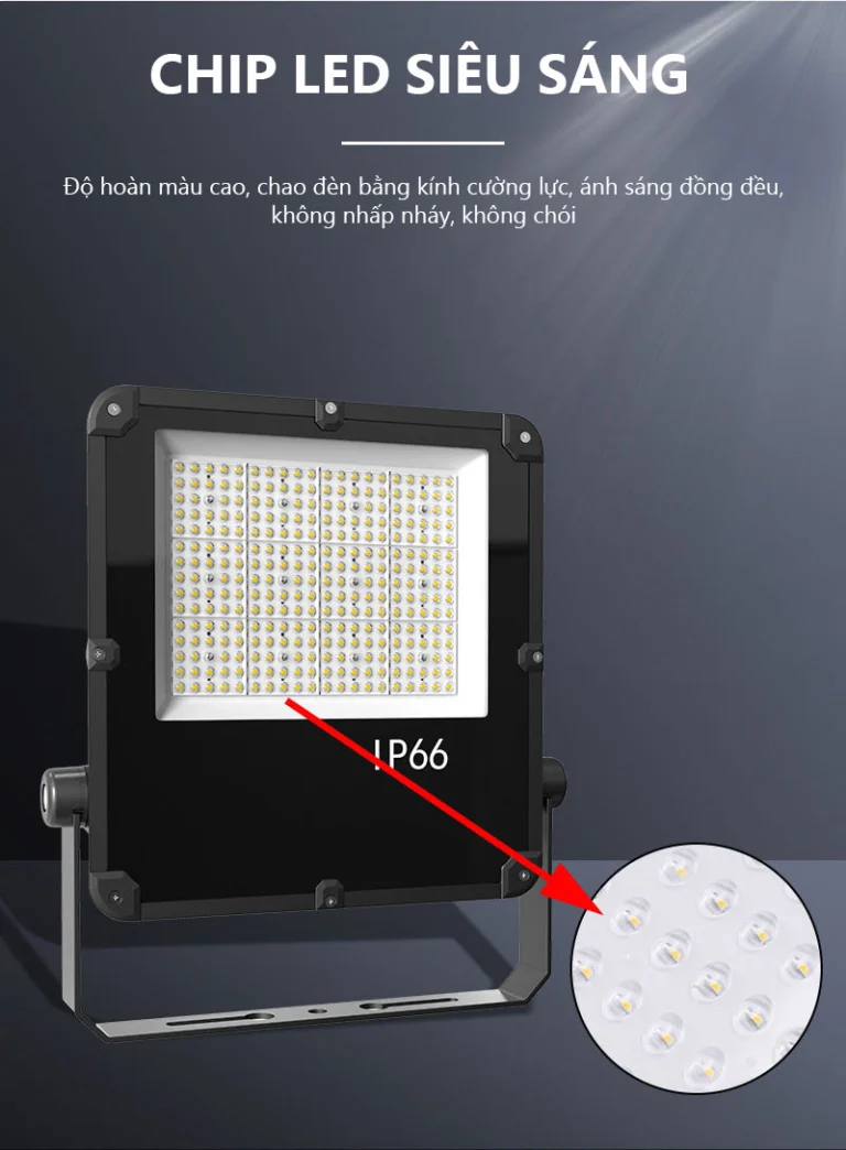 Chip LED và kính cường lực của đèn pha LED FL4