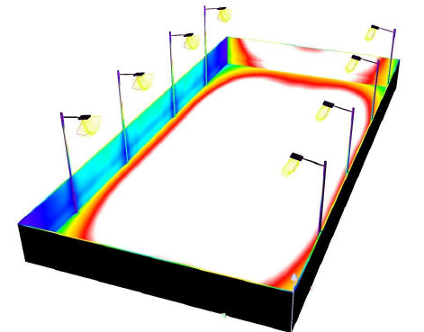 Mô phỏng 3D chiếu sáng sân tennis bằng đèn LED