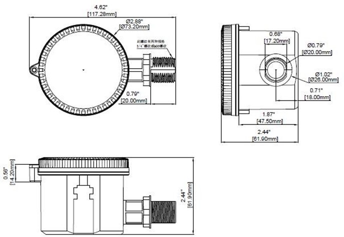 Kích thước cảm biến ánh sáng PT model D