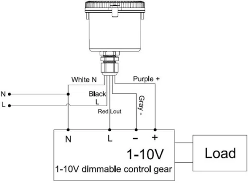 Sơ đồ đấu dây cảm biến bản Mỹ với driver dimming 1-10V